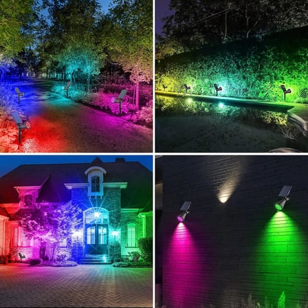 Forlife 7 Renk RGB 18 LED Spot Güneş Enerjili Bahçe Aydınlatması, Fotoselli, Aplik, 18W, Su Geçirmez Dış Mekan Solar Lamba, Duvar Ve Zemin Montajı (Kırmızı, Yeşil, Mavi, Amber, Mor, Beyaz, Turkuaz)