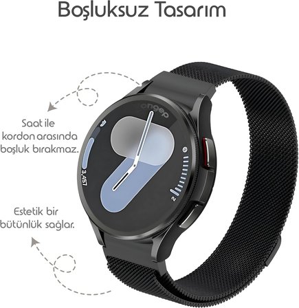 One Click 20mm Metal Hasır Kordon Samsung ile Uyumlu Galaxy Watch FE/7/6/5/4 Serisi İçin Manyetik Tasarım Kayış (40mm/44mm) Watch 6/4 Classic (47/43/42mm) ve Watch 5 Pro 45mm Uyumlu