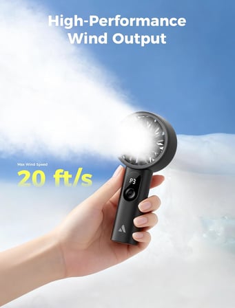 Aecooly Güçlü Taşınabilir Fan, Güçlü El Fan, USB Şarj Edilebilir [10H Maksimum Soğutma Süresi], Mini Kişisel Pille Çalışan, Seyahat için Cep, Yaz, Kadınlar, Kızlar için Hediyeler -Siyah