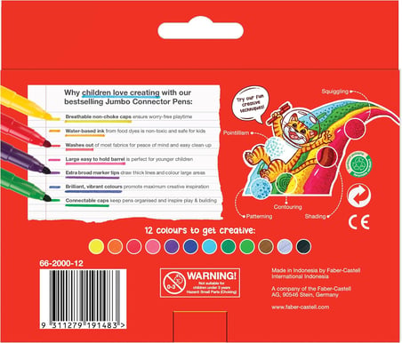 Faber-Castell Eğlenceli Jumbo Keçeli Kalem,12'Li, 12 Renk