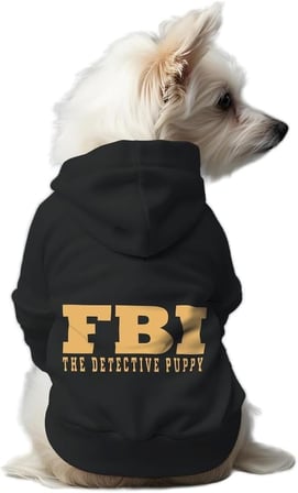 Kedi ve Köpek Kıyafeti &amp; Elbisesi Siyah Hoodie FBI XS