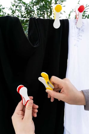 Yeni Nesil Silikon Çamaşır Mandalı, İz Bırakmayan Süper Güçlü Paslanmaz Kırılmaz Mandal seti 10'lu, Sarı