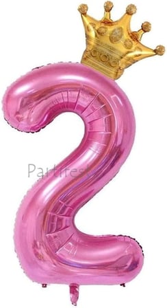 Pembe Taçlı Rakam 2 Yaş Balon Seti Doğum Günü Dekorasyonu PSPEMBETACSET