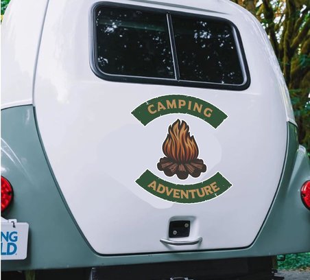 Sticker Usta Kamp - Doğa - Adventure - Camping - Karavan - Araba - Oto - Araç - 4x4 - Off Road Sticker 02061 Renkli 15x13 Cm