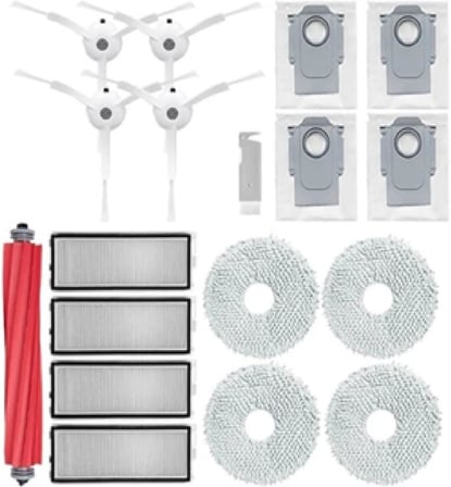 Roborock Q REVO S Uyumlu Yedek Parça Seti, 4 Fırça + 4 Torba + 4 Filtre