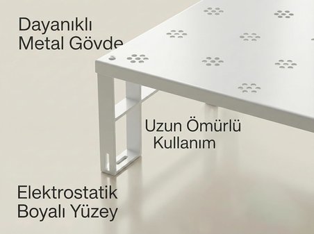 2'li Dolap İçi Düzenleyici Raf - Mutfak Dolabı ve Tezgah Üstü Raf Yükseltici - Tabak, Bardak ve Baharat Organizeri - Beyaz