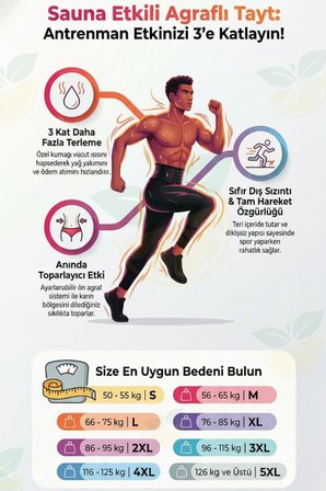 Sauna Agraflı Tayt – Termal Etkili, Göbek ve Bacak Toparlayıcı ve Bel İncelten Yüksek Bel Korse Tayt