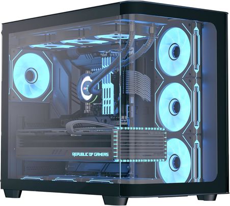 P500C Orta Kule Çift Odacıklı PC Kasası 4 Önceden Kurulmuş Fanlar Yüksek Hava Akımı Panoramik Temperli Cam RGB Aydınlatma 360mm Radyatör Desteği Özelleştirilebilir Soğutma Sistemi Kablo