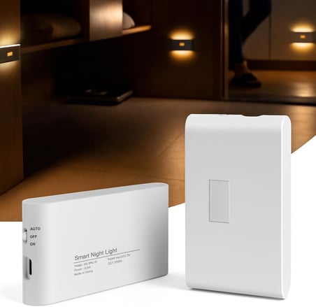 2 Adet Beril İki Yönlü Sensörlü Şarjlı LED Aplik, 5W 2700K Sıcak Işık, DC 5V, 110° Hareket Algılama, 3-5m Sensör Mesafesi, 20 Saat Sabit Işık Süresi, Otomatik/Manuel Modlu – ABS Gövde