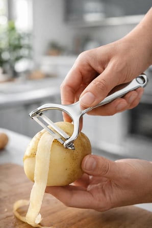 Profesyonel Paslanmaz Çelik Çift Bıçaklı Soyacak, Jülyen ve Standart Soyucu Başlıklı, Ergonomik Saplı Çok Amaçlı Meyve Sebze Soyacağı, Patates, Salatalık, Kabak ve Havuç için Pratik Mutfak Al