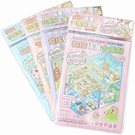 Dıy Kendin Yap Capybara 5D Sahne Sticker Seti – 8 Sayfa (4 Sahne + 4 Sticker)