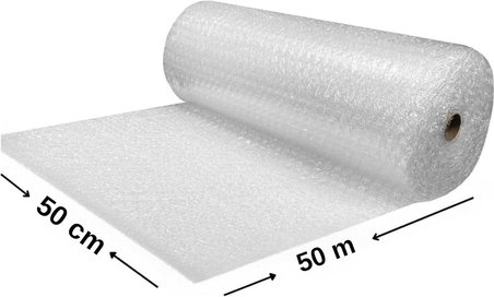 Pat-Pat Balonlu Naylon Ambalaj Malzemesi, Çift Katmanlı Hava Kabarcıklı, 50 cm x 50 m, Taşınma ve Kargo için Koruyucu Paketleme