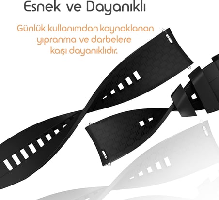 Yumuşak Silikonlu 22mm Kordon Huawei ile Uyumlu Watch GT5/GT5 Pro/GT4/Watch 4 Pro/GT3/GT3 Pro/GT2/GT2 Pro 46mm İçin Yüzeyi Şerit Görünümlü Esnek ve Dayanıklı Kayış