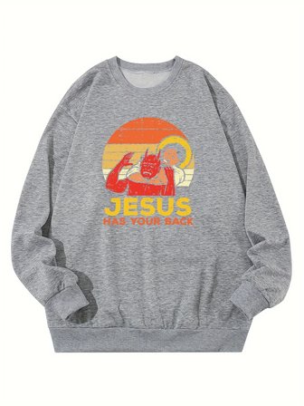 İsa geri mektup baskı kazak kadın rahat kazak sıcak yumuşak Hoodies gevşek Crewneck polar kad