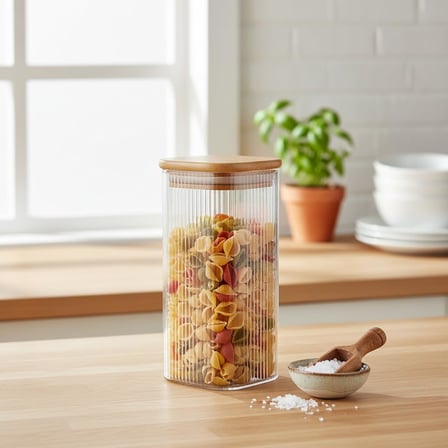 Deconox 6'lı Set 425 ml Bambu Kapaklı Kare Cam Kavanoz - 6x12 cm Vakumlu Uzun Boy Şeffaf Erzak Kabı Kahve Çay Baharatlık ve Mutfak Düzenleyici Organizer Saklama Kutusu