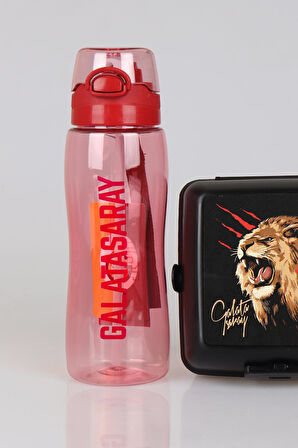 "DEKOMUS CEP DEFTERİ HEDİYELİ" YENİ SEZON LİSANSLI GALATASARAY 700 ML MATARA VE 2 KATLI BESLENME KABI / LUNCH BOX SETİ