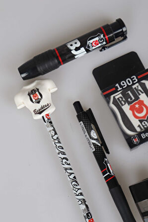 "DEKOMUS CEP DEFTERİ HEDİYELİ" LİSANSLI BEŞİKTAŞ KIRTASİYE SETİ SİLGİ TEPELİ KURŞUN KALEM,VERSATİL UÇLU KALEM,2 ADET SİLGİ