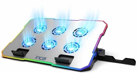 INC-618GMS 6 Fanlı RGB Laptop Soğutucu Stand 9-17” | 2400 RPM 10 LED Mod 5 Kademe Yükseklik Ayarlı