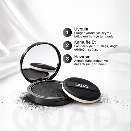 Unisex Saç ve Sakal Kapatıcı Dolgunlaştırıcı Pudra, Siyah, 10gr, Doğal Görünüm, Anında Hacim