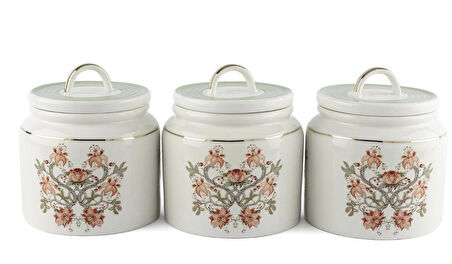 Mikasa Moor Mystic Floral 3lü Kavanoz Seti 13x14cm 500ml P366.106529