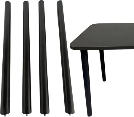 Hamadex 60 cm Siyah Konik Ahşap Ayak, Bağlantı Aparatları Dahil, 4 Adet (41 cm)