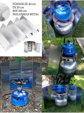 Açık Hava Kamp Ateşi Rüzgar Kesici Rüzgar Kalkanı Portatif Katlanabilir 100x40 Cm