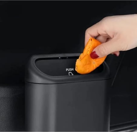 Araç İçi Organizer Seti, Kapaklı Mini Çöp Kovası ve LED Ekranlı Park Numaratörü, Siyah, 15.7 x 15.5 x 6.5 cm