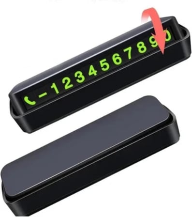Araç İçi Organizer Seti, Kapaklı Mini Çöp Kovası ve LED Ekranlı Park Numaratörü, Siyah, 15.7 x 15.5 x 6.5 cm