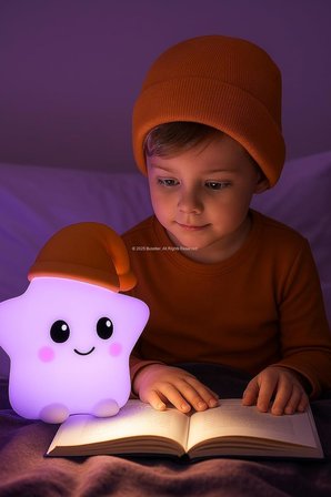 Hayvan Figürlü Gece Lambası, Silikon RGB Dokunmatik, Yumuşak Işık, Bebek Odası ve Çocuklar İçin, USB Şarjlı, Renkli Aydınlatma, Dekoratif Gece Lambası, Uyku Işığı (Yıldız)