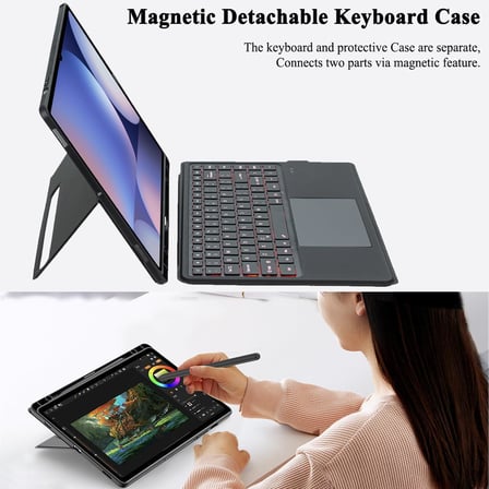 Galaxy Tab S10 Ultra/S9 Ultra/S8 Ultra 14.6inç için ile Uyumlu Magic Keyboard Işıklı Mag Touchpad Blutooth Işıklı Standlı Klavyeli Kılıfı