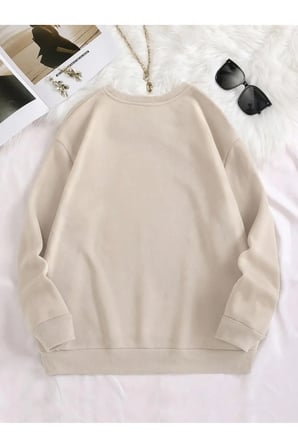 Unisex Butcoffee Baskılı Bisiklet Yaka Sweatshirt