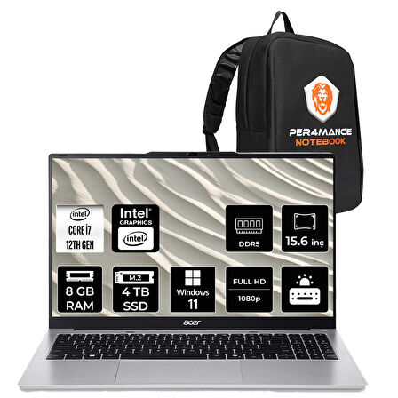 Acer Aspire Lite i7 12650H 8GB DDR5 4TB SSD 15.6" FHD W11P Dizüstü Bilgisayar & PER4 Çanta
