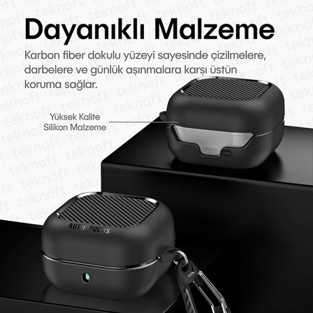 Samsung Galaxy Buds 4 Pro ve Buds 4 ile Uyumlu Mat Karbon Fiber Dokulu Darbelere Dayanıklı Premium Silikon Kılıf (Galaxy Buds 4 Pro/4)