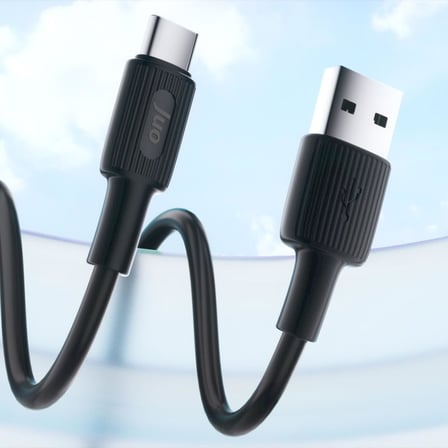 66W USB-A to USB Type-C Silikon Hızlı Şarj ve Data Kablosu Siyah 1 Metre