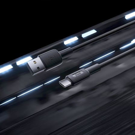 66W USB-A to USB Type-C Silikon Hızlı Şarj ve Data Kablosu Siyah 1 Metre