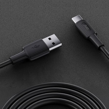 66W USB-A to USB Type-C Silikon Hızlı Şarj ve Data Kablosu Siyah 1 Metre