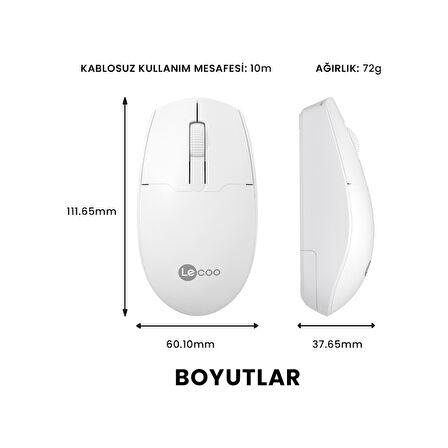 Lecoo WS204 Kablosuz 1200DPI 3 Tuşlu Optik Mouse