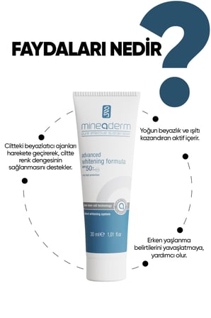 Mineaderm Advanced Whitening Formula Tüm Cilt Tipleri İçin Su Bazlı Yağsız SPF50+ Nemlendirici Yüz Bakım Kremi 30 ml
