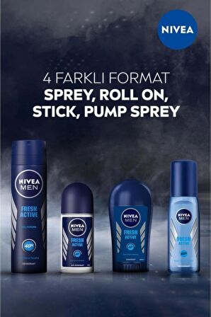 Nivea MEN Erkek Pump Sprey Deodorant Fresh Active 75ml, 48 Saat Ter Koruması, Uzun Süren Ferahlık, X2 Adet