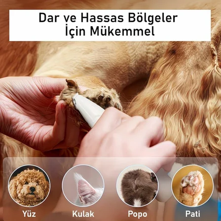 Kedi Köpek Pati Tüy Kesme Makinesi Sessiz Hassas Bölge Traş Cihazı Seramik &amp; Çelik Bıçaklı