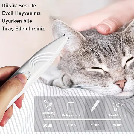 Kedi Köpek Pati Tüy Kesme Makinesi Sessiz Hassas Bölge Traş Cihazı Seramik &amp; Çelik Bıçaklı