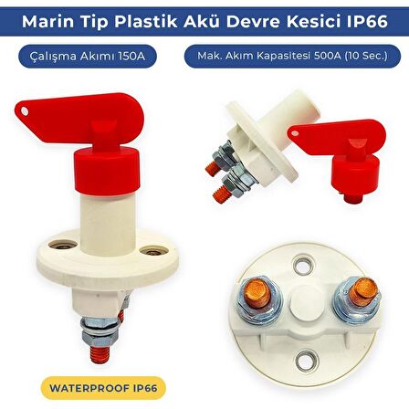 Marin Tip Akü Devre Kesici Şalter IP66 - 12V 24V 150A