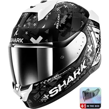 0342 SHARK SKWAL İ3 HELLCAT KAPALI KASK MAT SİYAH BEYAZ