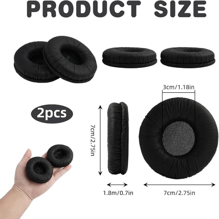 JBL Tune T500BT, T450BT, 510BT, E40BT kulaklık için yedek kulak yastığı, 70 mm hafızalı köpük kulak yastığı, suni deri, siyah, konfor ve gürültü yalıtımı