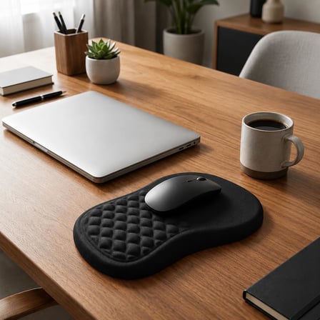 Ergonomik Premium Bilek Destekli Mouse Pad – Kaymaz Tabanlı Mouse Altlığı, Ofis ve Ev Kullanımı İçin Konforlu Bilek Destekli Fare Pedi, Siyah