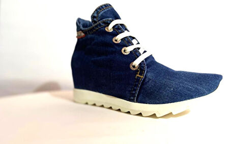 Kadın Gizli Topuklu Özel Tasarım Kot Jeans Günlük Ayakkabı 