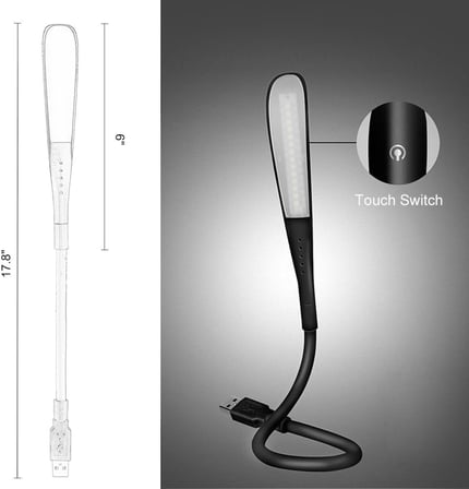 Kyrotech 3 Mod Seviyeli Dokunmatik USB LED Masa Lambası, 14 LED Beyaz Işık, Ayarlanabilir Parlaklık, Kitap Okuma Lambası, Çalışma Masası Ofis Lambası, PC, Laptop Uyumlu, Gece Lambası