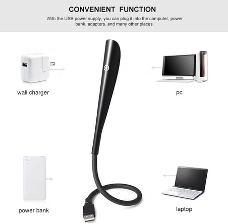 Kyrotech 3 Mod Seviyeli Dokunmatik USB LED Masa Lambası, 14 LED Beyaz Işık, Ayarlanabilir Parlaklık, Kitap Okuma Lambası, Çalışma Masası Ofis Lambası, PC, Laptop Uyumlu, Gece Lambası