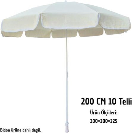 PLAJ ŞEMSİYESİ KREM 200 CM 10 TELLİ