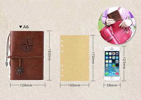 MALEDEN Vintage doldurulabilir notebook, birinci sınıf PU-Deri klasik kabartmalı Travel Journal günlük boş sayfa ve retro kolye ucu
